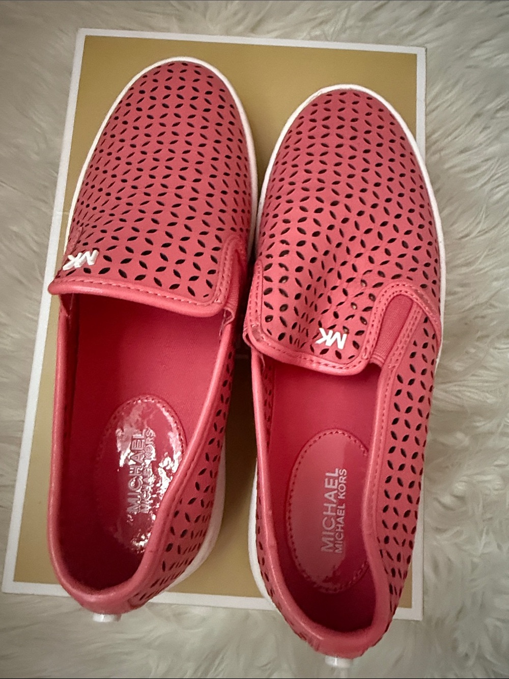 Michael Kors Coral Perforated Slip-On Sneakers